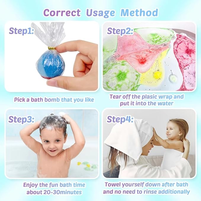 Bath Bombs for Kids with Toy Inside, 36 Pcs Bath Bombs with Glow in The Dark Dinosaur, Animal and Ocean Surprise Inside, Handmade Organic Bubble Bath Ball Gift Set for Birthday, Easter, Christmas