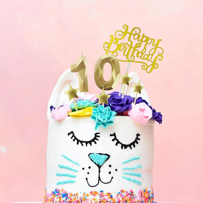 Golden Number 45 Birthday Candles and Star Birthday Candles 2.76 inch Birthday Cake Candles 3D Diamond Shaped Candles are Suitable for Birthday Parties and Anniversary Cake Decorations Candles