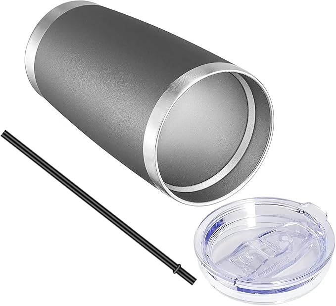 VEGOND 20oz Tumbler with Lid and Straw Stainless Steel Tumbler Cup Bulk Vacuum Insulated Double Wall Travel Coffee Mug Powder Coated Coffee Cup(Grey 6 Pack