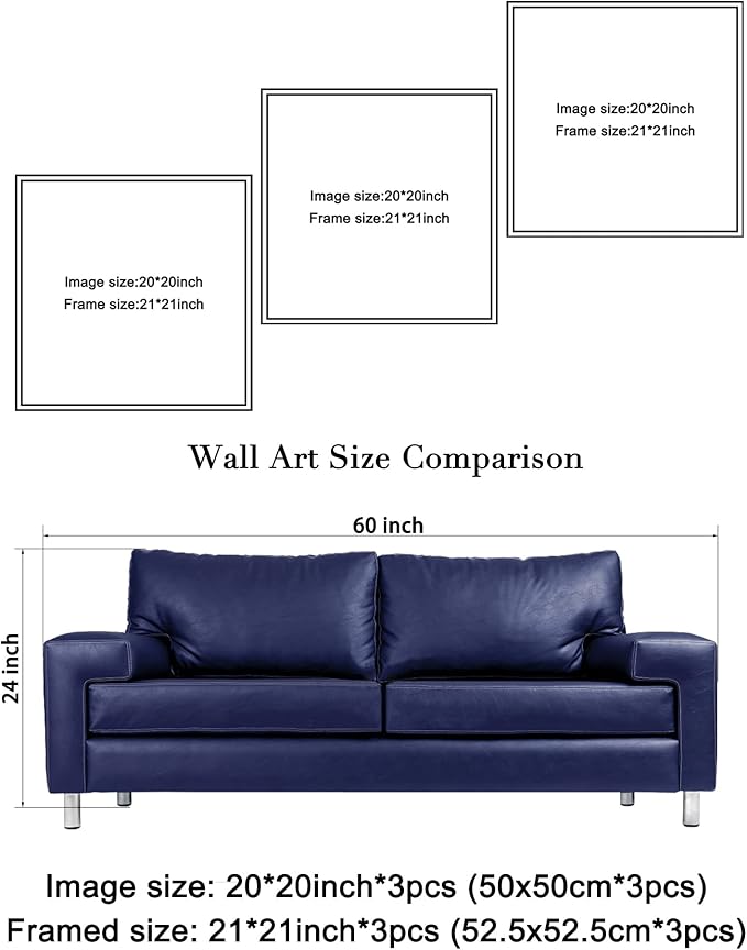 Wieco Art Black Framed Leaves Modern 3 Panels Flowers Artwork Black and White Abstract Floral Trees Canvas Prints Wall Art for Living Room Home Decorations
