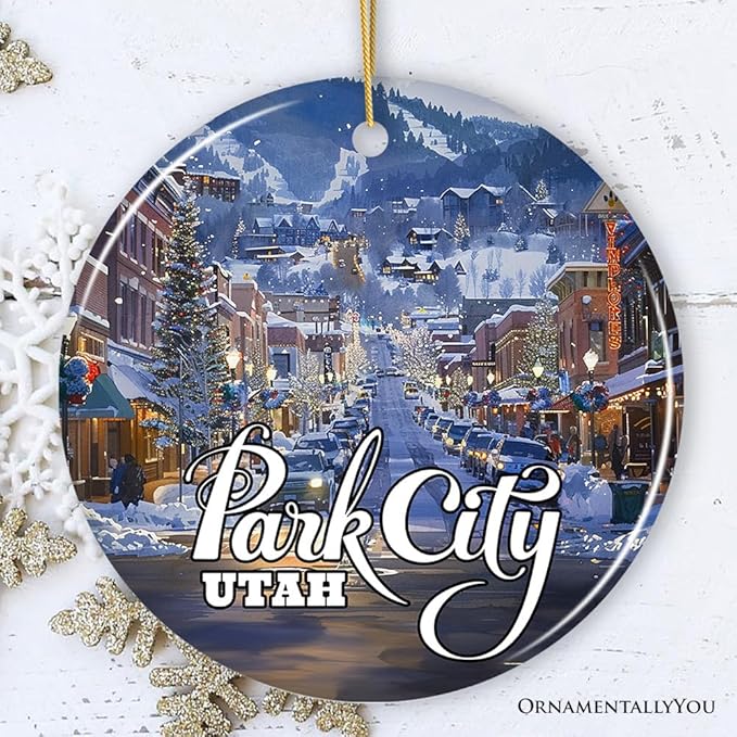 Culturally Artistic Park City Ceramic Ornament, Utah Picturesque Mountain Town Christmas Souvenir (Version 1)