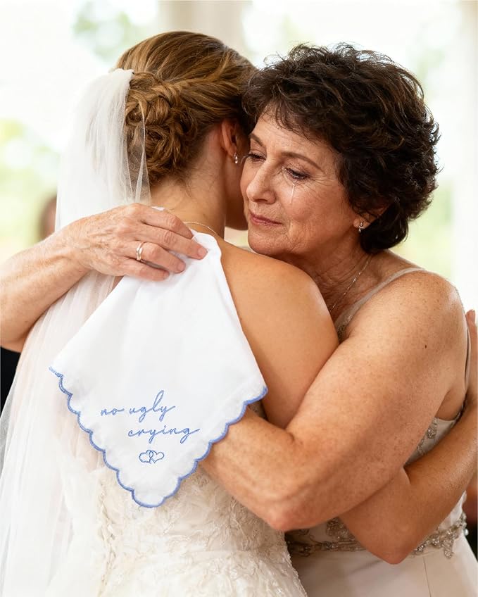 Bride Squad Wedding Handkerchief | Gifts for Mother Of The Bride & Mother Of The Groom | Something Blue for the Wedding Day