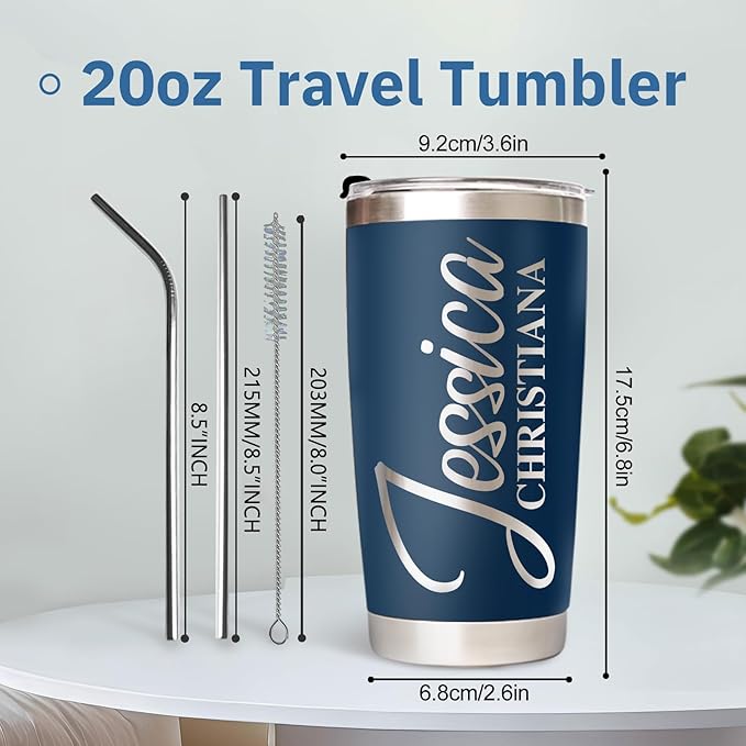 Made in USA - Personalized Tumbler with Engraved Name - Custom Coffee Mug Cup 20 Oz with Lid - Customized Employee Appreciation Gifts - Personalized Gifts for Men Women - Customized By Enterprise