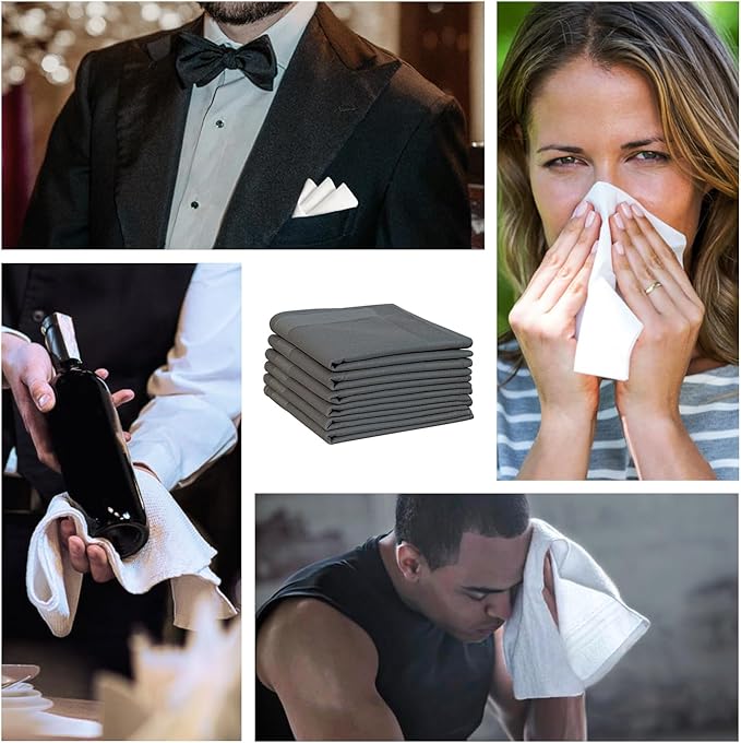 Bycc Bynn Men's Handkerchiefs Soft Cotton Solid Colour Classic Hankie