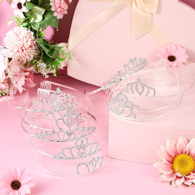 Lyrow 30 Pcs Tiara Crowns for Women Bulk Princess Headband Crystal Queen Crown with Combs Headband Silver Princess Tiaras for Birthday Wedding Halloween Christmas