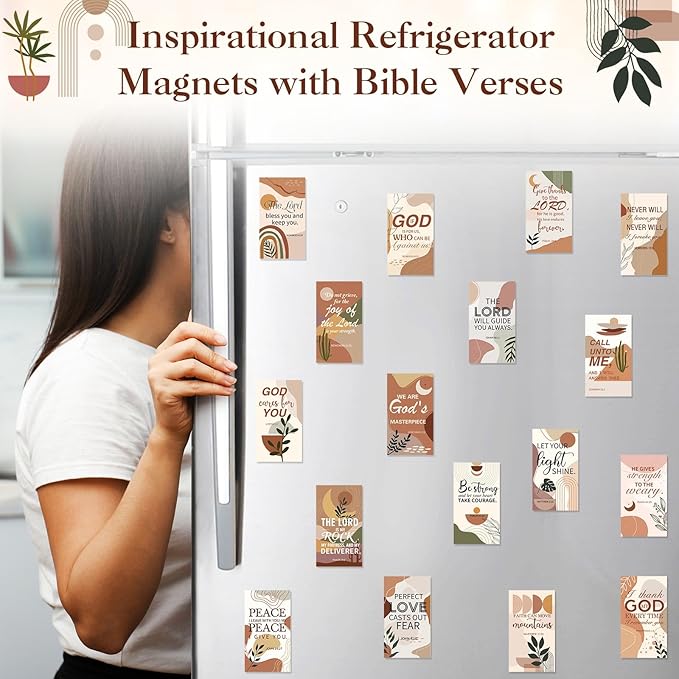 Blosssound 60 Pcs Inspirational Christian Magnets with Bible Verses Religious Refrigerator Magnet Motivational Quotes Fridge Scripture Positive Gifts for Home Office School Locker Decor(Boho)