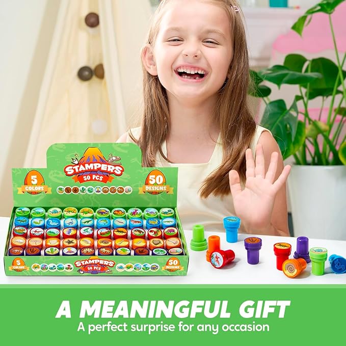 JOYIN 50PCS Dinosaur Stamps for Kids, 50 Different Designs, Fossils, Sea Creatures, Stamps for Dinosaur Party Favors, Easter Egg Stuffers, Halloween, Christmas, Birthday Gifts