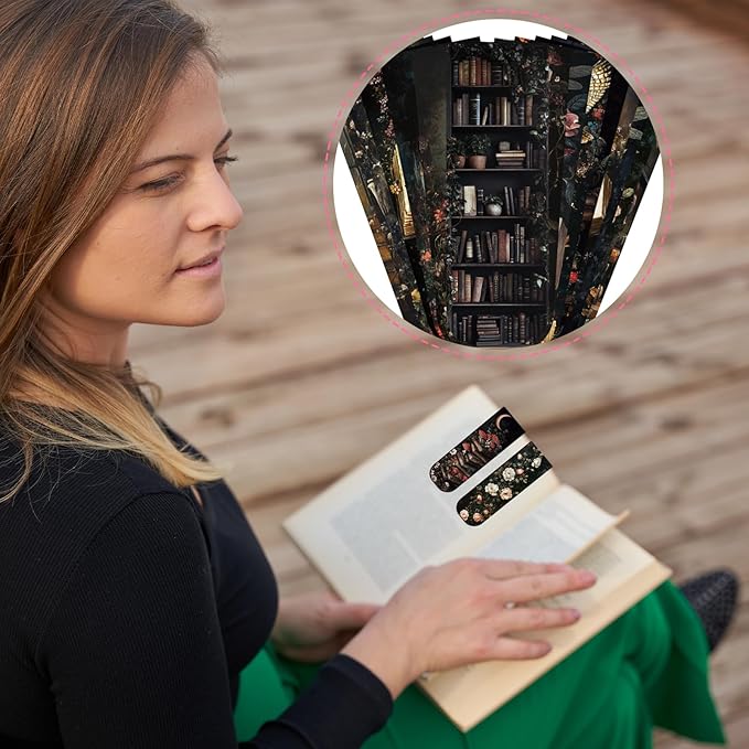 Dark Academia Magnetic Bookmark - 30 Pcs Gothic Flower Book Mark Magnets Retro Aesthetic Bookmarks Magnetic Skull Plants Dragonfly Book Markers Page Clip for Women Students Teacher Reading Gift
