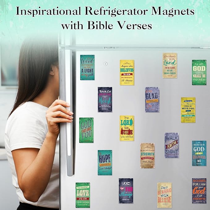Blosssound 60 Pcs Inspirational Christian Magnets with Bible Verses Religious Refrigerator Magnet Motivational Quotes Fridge Scripture Positive Gifts for Home Office School Locker Decor(Retro)