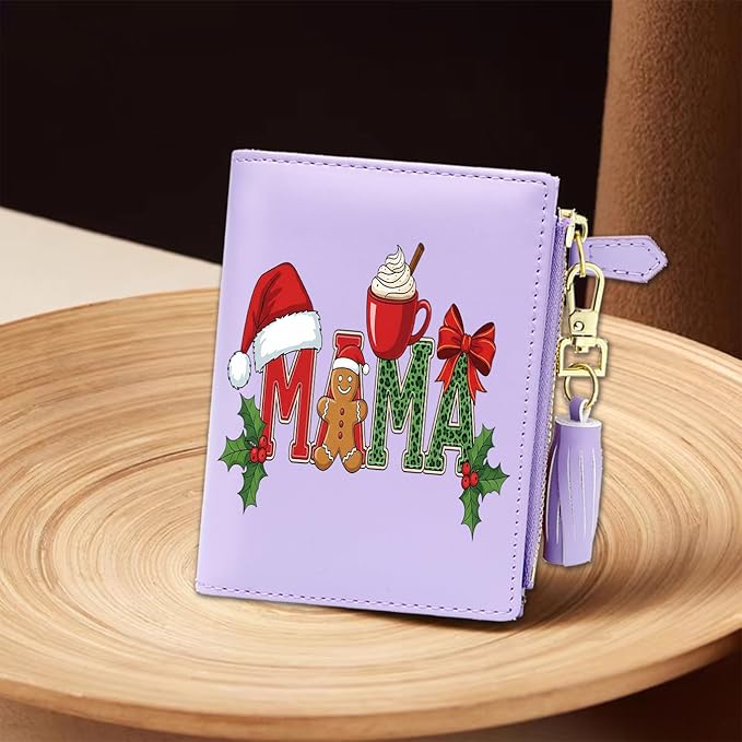 GEEAD Custom Design Small Wallets for Women Bifold Slim Coin Purse Zipper ID Card Holder for Christmas