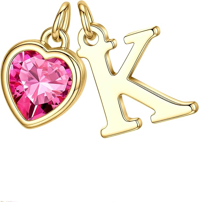 Turandoss Valentines Day Gifts for Her Trendy, Dainty 14K Gold Plated Initial A-Z Heart Birthstone Pendant Necklace Personalized Bridesmaid Birthday Valentines Jewelry Gifts for Women Girls