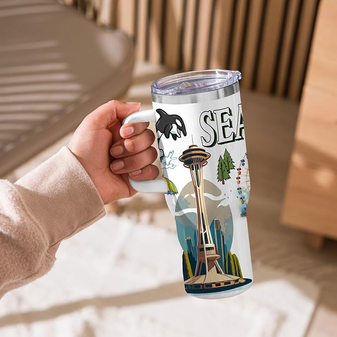 City Tumbler 40oz,Stainless Steel Water Bottle for Hot & Cold Beverages-City Gift Idea (Seattle)