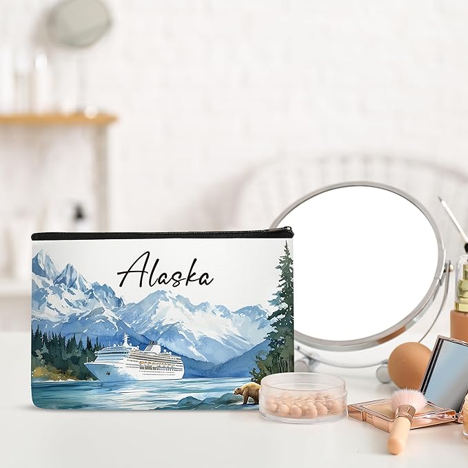 Alaska Makeup Bags for Women, Alaska Souvenirs Gifts, Cruise Essentials Cosmetic Bag City Trip Must Haves, Birthday Gifts for Him Teacher Colleagues Friends