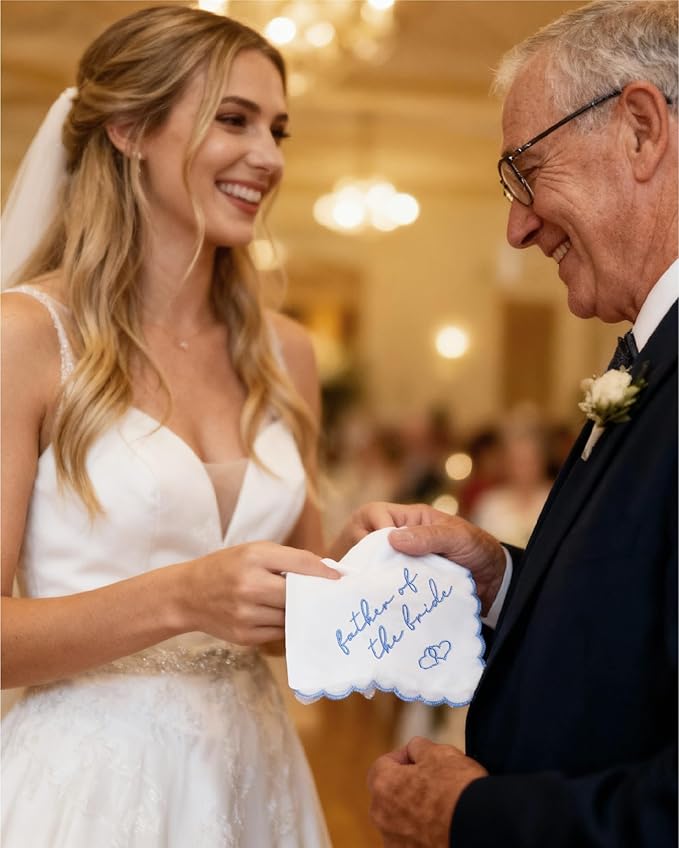Bride Squad Wedding Handkerchief | Gifts for Mother Of The Bride & Mother Of The Groom | Something Blue for the Wedding Day
