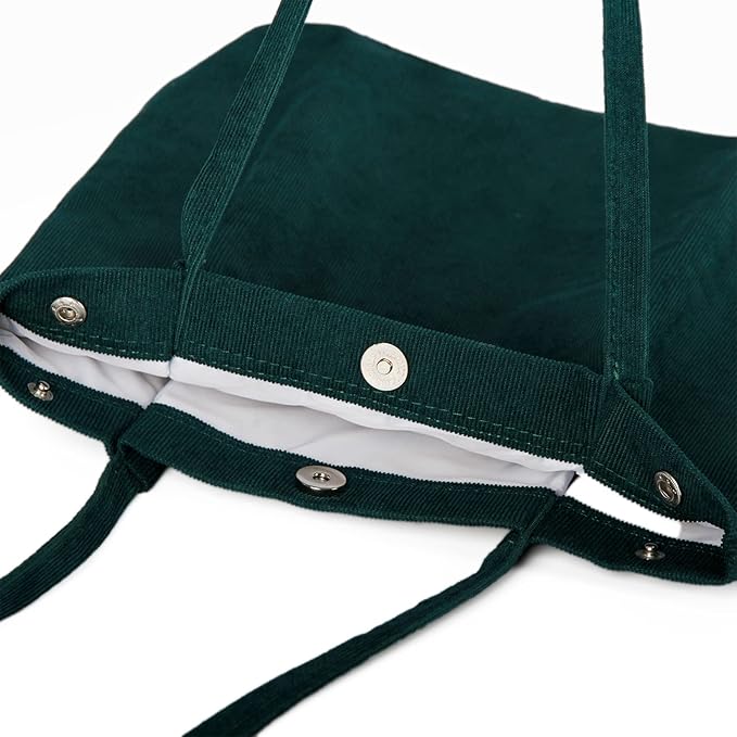 Corduroy Tote Bag Cute Tote Bags for Women Shoulder Bag with Inner Pocket for Work Beach Travel and Shopping Grocery
