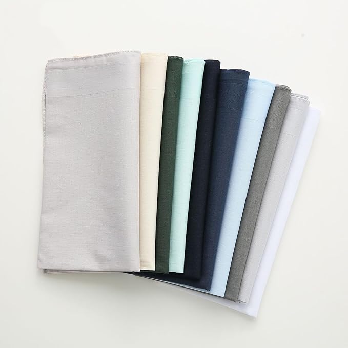 HOULIFE 100% Cotton Unisex Handkerchiefs, Solid Stripe Handkerchiefs for Men & Women Soft Cotton Hankies 15.7x15.7 ”