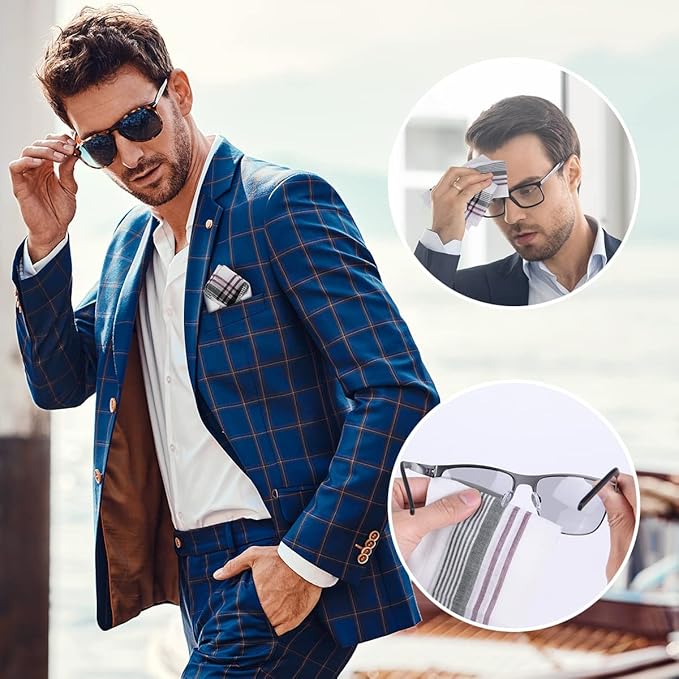 URAQT Men's Handkerchiefs, 12 Pack Gents Hankies, Mens Premium Handkerchiefs Cotton White Pocket Square Hanks for Men Women