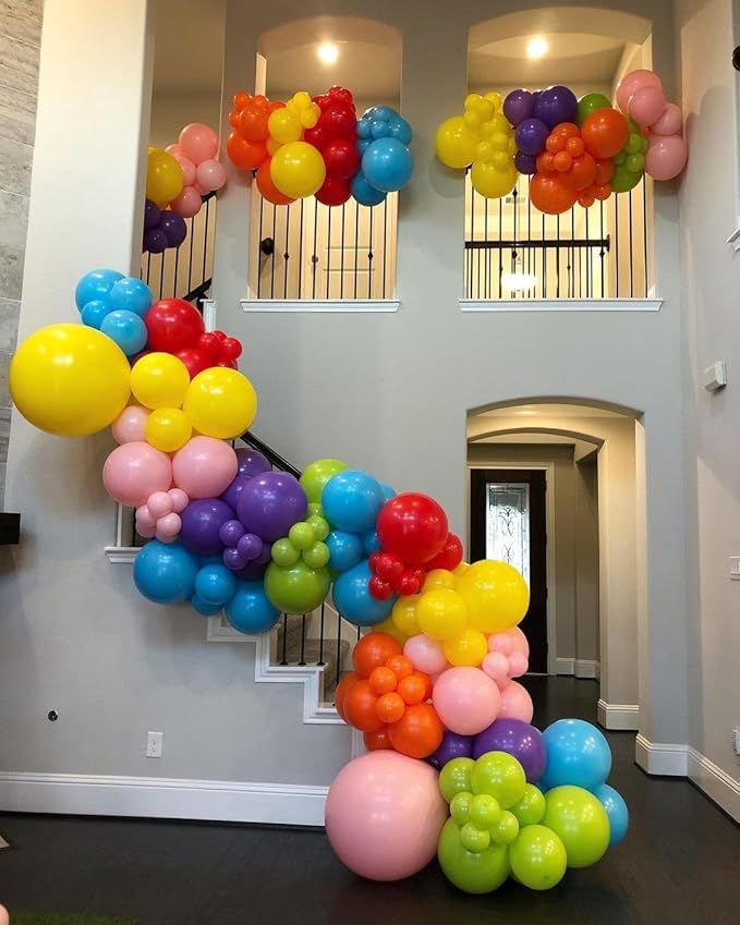 Bezente Assorted Rainbow Giant Balloons 36 Inch - 8 Pack Jumbo Multicolor Large Round Latex Balloon for Birthday Bridal Shower Wedding Party Decorations