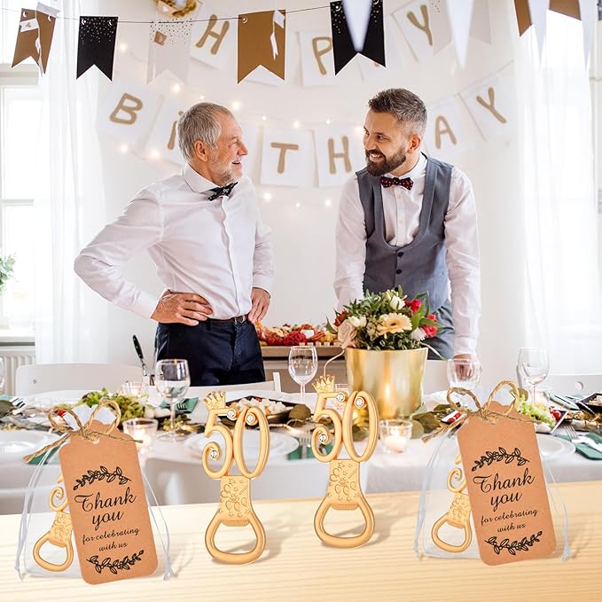 50Pcs 50th Birthday Bottle Opener Set, 50th Golden Bottle Openers Birthday Personalized Party Favors 50th Wedding Anniversaries Souvenirs Favors for Guests Gifts Decorations(50th)