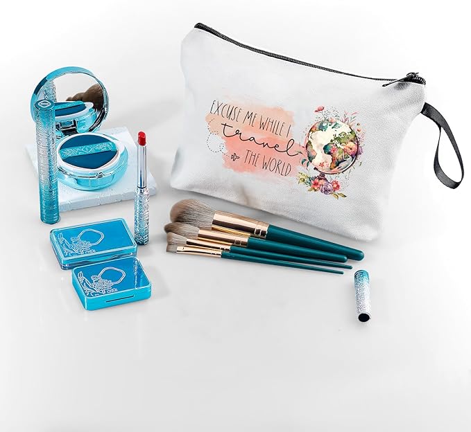 Travel Gifts for Women International Travelers Friend Daughter Coworker World Travel Accessories Cosmetic Makeup Bag Christmas
