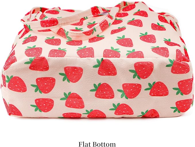 Corduroy Tote Bag Cute Tote Bags for Women Shoulder Bag with Inner Pocket for Work Beach Travel and Shopping Grocery