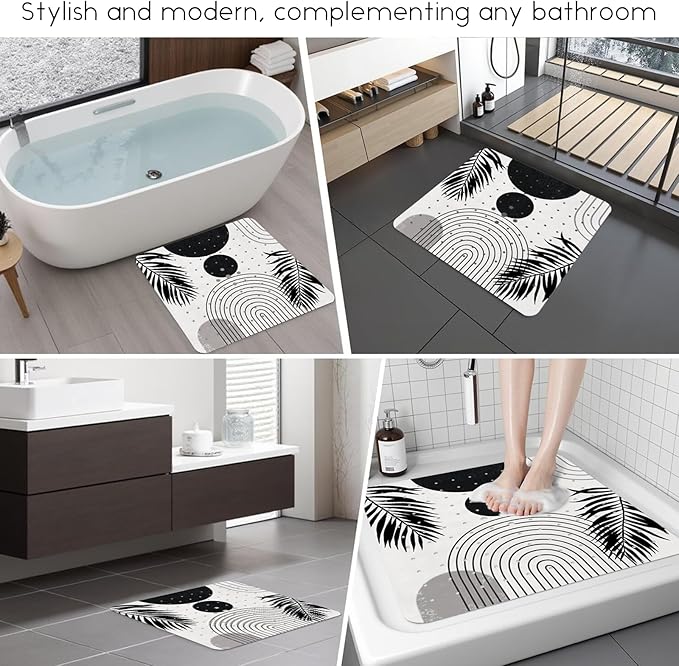 Bathtub Mat Non Slip, Bohemia Square Bath tub Mat Shower Floor Mat with Suction Cups for Adults Kids Elderly 21 X 21 Inch