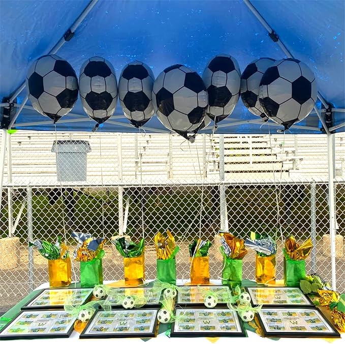 8Pcs Soccer Party Balloons, 18Inch Soccer Foil Balloons Football Shape Mylar Foil Balloons Decor for Men Kids Boys Soccer Ball Fans Sport Game Theme Birthday Party Decorations Supplies