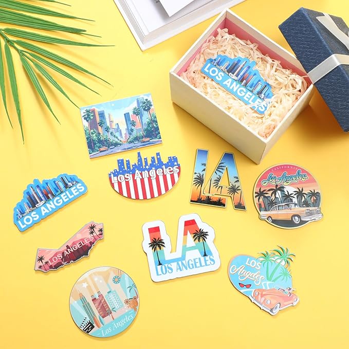 18 Pcs Los Angeles Fridge Magnet Magnetic Refrigerator Stickers Metal Los Angeles Magnet Souvenirs Gifts Refrigerator Magnets Home Decoration Accessories