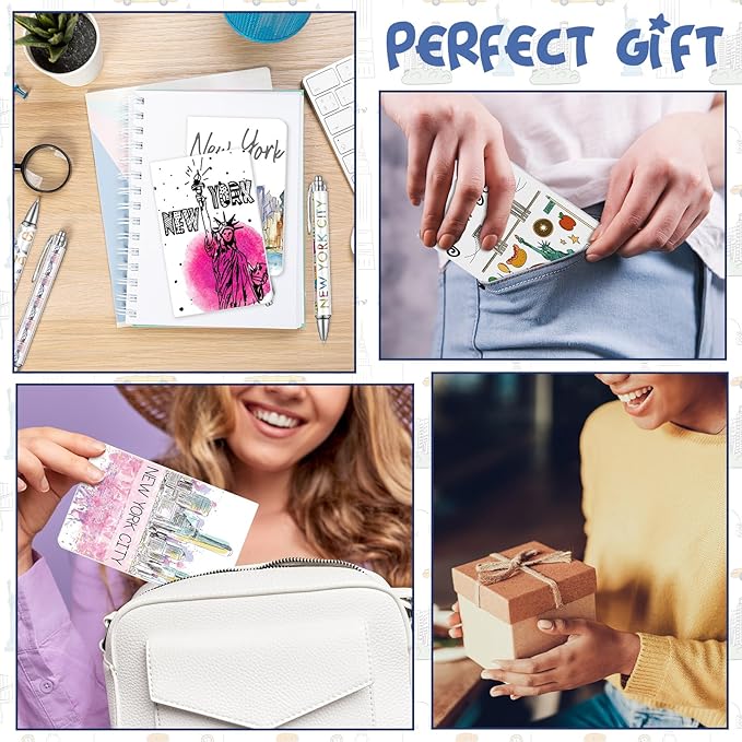 24 Pcs NY Notebook with Pens Souvenirs Gifts Set, 12 New York City Ballpoint Pens and 12 NYC Notebooks, USA New York City Souvenirs for Traveler Office Supplies Birthday Gifts
