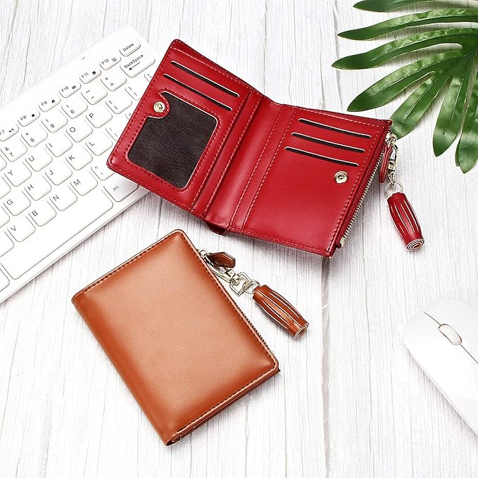 GEEAD Small Wallets for Women Bifold Slim Coin Purse Zipper ID Card Holder