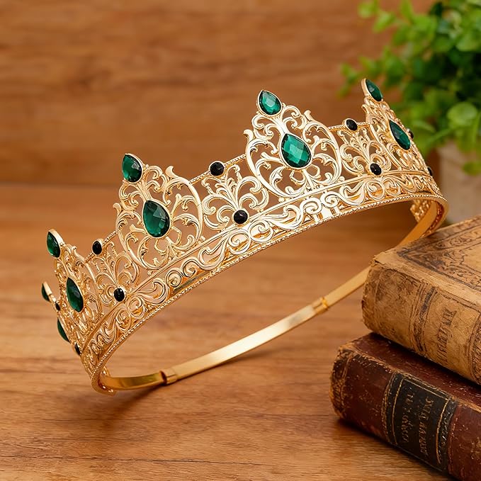 King Crown & Birthday Sash for Birthday Prom Party, Prom Decoration Gifts for Men, Costume Wedding Halloween