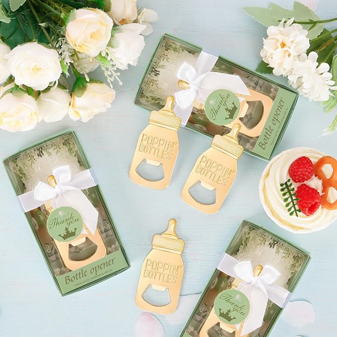 50Pack Poppin Bottle Openers for Baby Shower Favors Gifts Boy Baby Shower Return Gifts Decorations and Blue Souvenirs-Sage Green50
