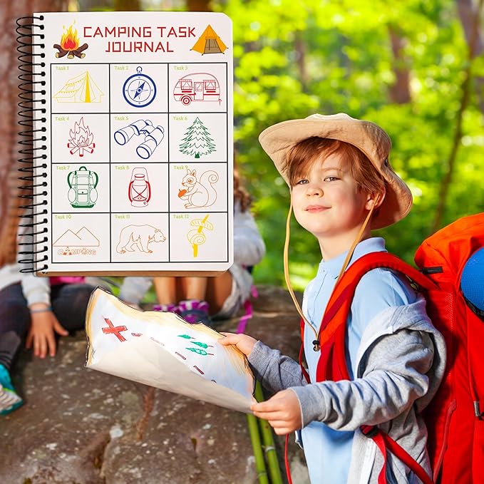 36PCS Camping Party Favors - 24PCS Temporary Tattoos & 12PCS Stamps - Ideal Adventure Themed Birthday Card Decorations Supplies Goodie Bag Cute Rewards for Boys Girls Classroom Gifts Baby Shower