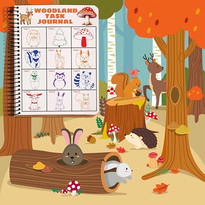 36PCS Woodland Animal Party Favors - 24PCS Pre-Cut Temporary Tattoos & 12PCS Stamps - Ideal Forest Themed Birthday Card Decorations Supplies Goodie Bag Baby Shower Kids Gifts Classroom Rewards Prizes