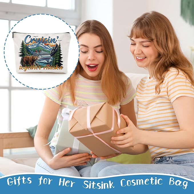 Alaska Souvenirs Cruise Bags Gifts - Makeup Bag Alaska Travel Must Have Essentials, Cosmetic Pouch Purse Cruise Exchange Idea Gift for Women Men Adults