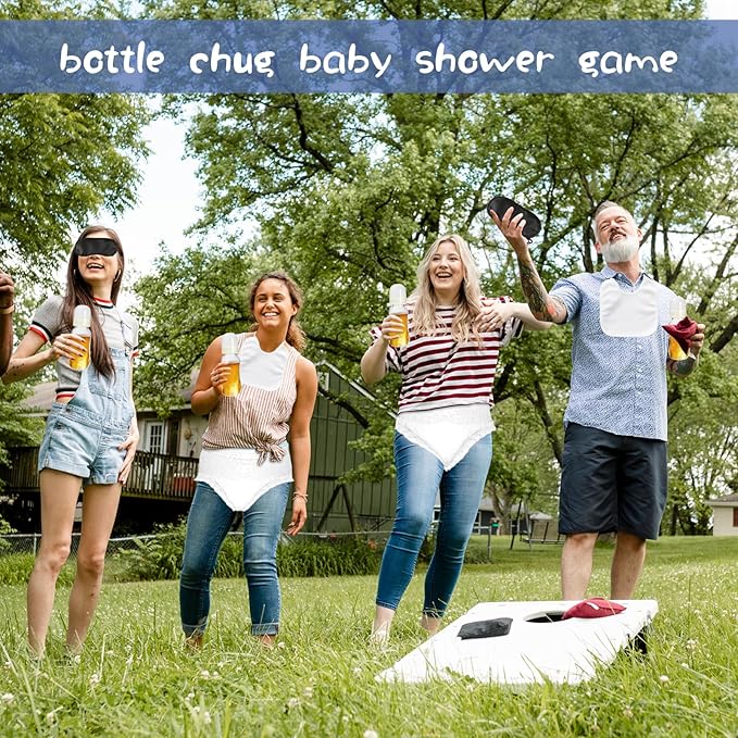 6 Sets Bottle Chug Baby Shower Games Plastic Baby Bottles Hat Disposable Diapers Gender Reveal Games Baby Changing Diaper Race Game Decorations
