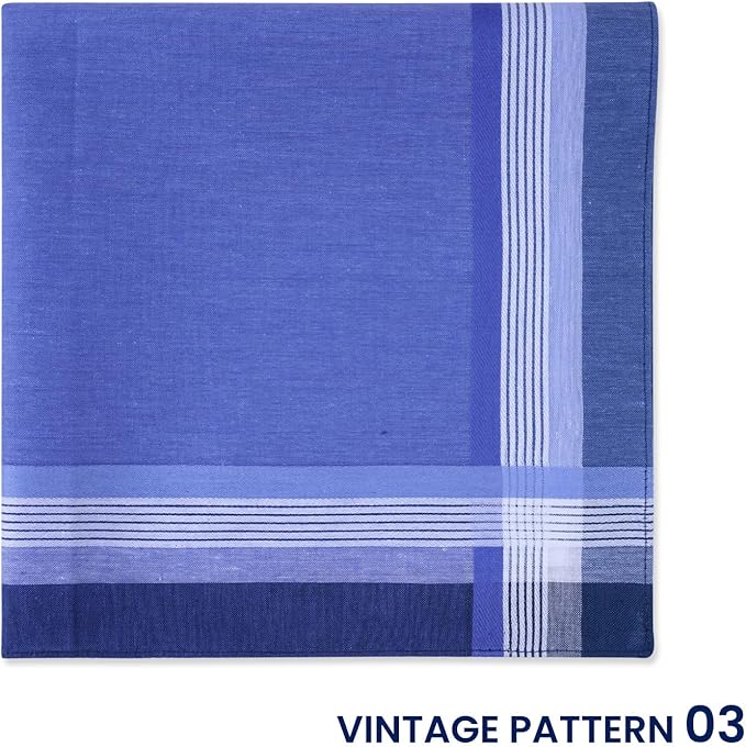 Zenssia Men's Soft Cotton Handkerchiefs Assorted Color with Stripe 6 Piece Gift Set