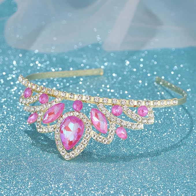 SWEETV Princess Tiara for Little Girls,Tiara Crown Headband Birthday Party Prom Costume Accessories Gift Toddler Kids Baby