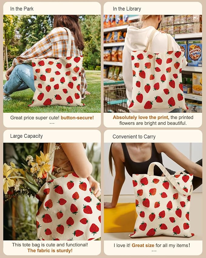 Miss Adola Aesthetic Tote Bag for Girls - with Magnetic Buckle and Zipper Inner Pocket for Women Lady Canvas Cotton Tote Bag