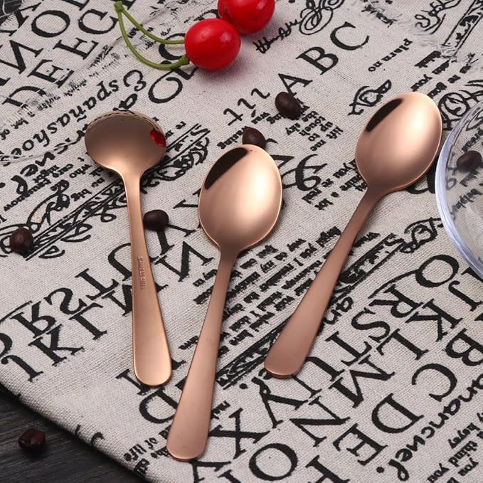 Buyer Star 12 Pieces Rose Gold Teaspoons 5.5-Inch Mini Coffee Spoons Stainless Steel Sugar Demitasse Espresso Spoons
