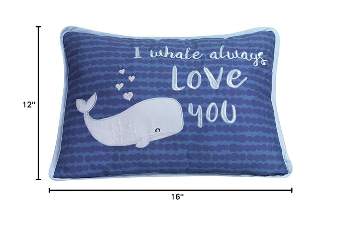 Lambs & Ivy Oceania Decorative Throw Pillow - Blue Ocean Whale