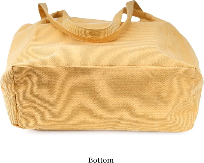 Corduroy Tote Bag Cute Tote Bags for Women Shoulder Bag with Inner Pocket for Work Beach Travel and Shopping Grocery