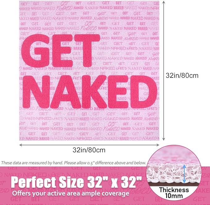 Shower Mat Non Slip Square - 32x32 Inch Soft Comfortable Shower Floor Mat with Drain - PVC Loofah Bath Mat for Shower, Bathroom and Wet Areas - Quick Drying & Easy Cleaning
