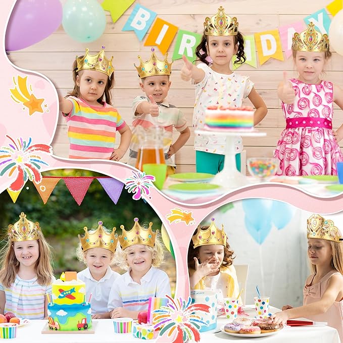 Yaomiao 66 Pieces Foam Princess Tiaras DIY Crowns Kids Party Favors Craft Crystal Diamond Sticker Girls Making Your Own Tiara (Gold)