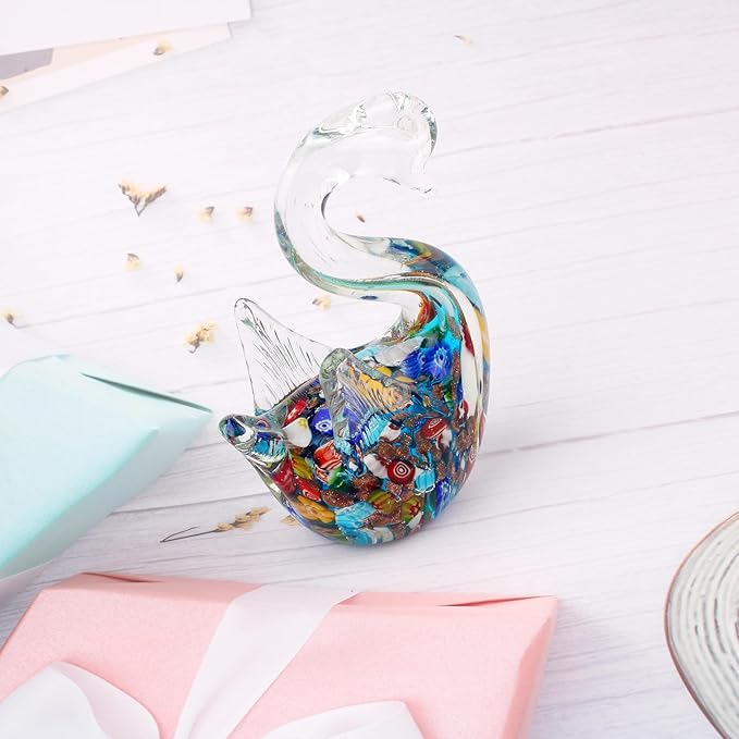 Art Glass Murano swan Figurine Handmade Blown Animal Sculpture Statue Paperweight Gift Collectible Home Desk Decoration Ornaments