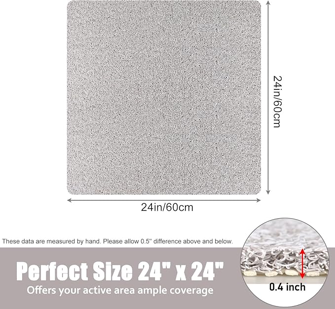 Shower Mat Bathtub Mat Non-Slip - 24x24 Inch, Soft Comfort Bath Mat with Drainage Holes, PVC Loofah Massage Bathmat for Shower, Tub, Bathroom, Wet Areas, Quick Drying