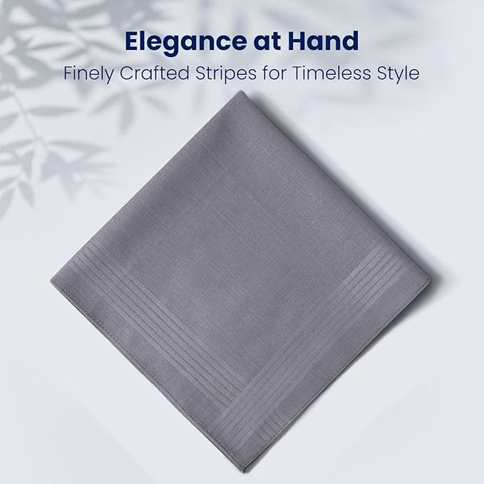 Zenssia Men's Pure Cotton Handkerchiefs with Hem, Bulk Set Hankies