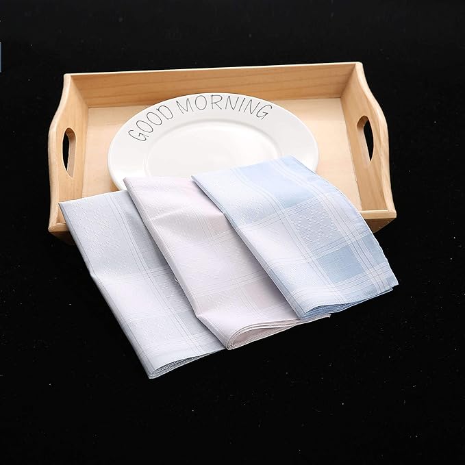 Soft Cotton Handkerchiefs for Men with Elegant Pattern in Assorted Color, 16 inches Large hankies