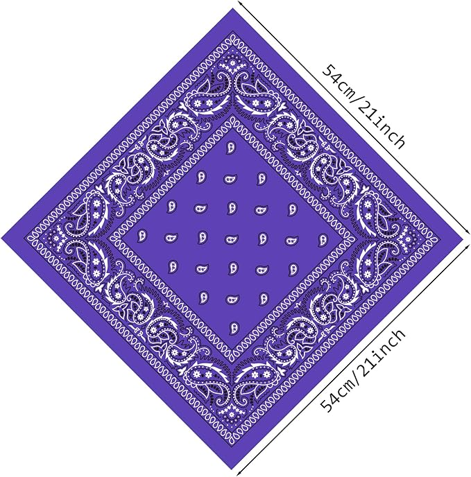 PLULON 30 Pack Bandanas for Men Women, Polyester Novelty Paisley Pattern Bandana Headbands Wristband Neckerchief Cowboy