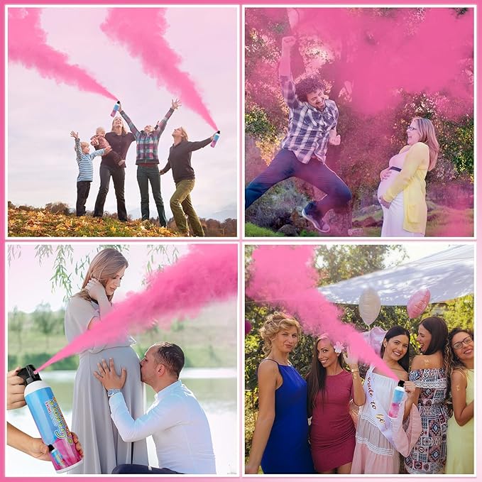 Merear Gender Reveal Fire Extinguisher 2 Packs, Gender Reveal Ideas, Baby Girl Reveal Party Ideas 100% Biodegragable for Gender Reveal Decorations (Pink)
